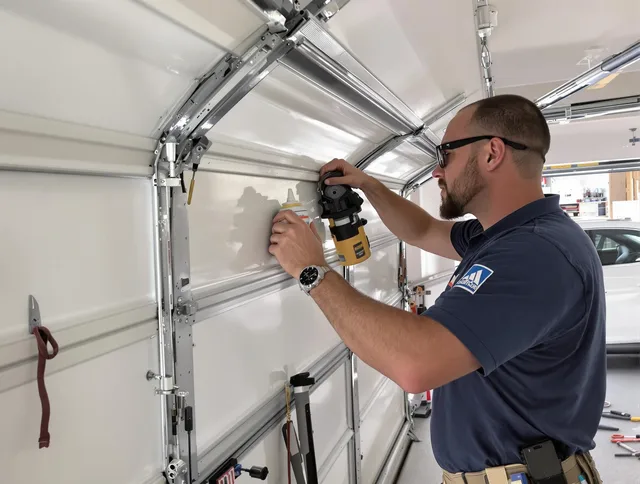 Charlotte Garage Door Repair technician quieting a noisy garage door in Charlotte