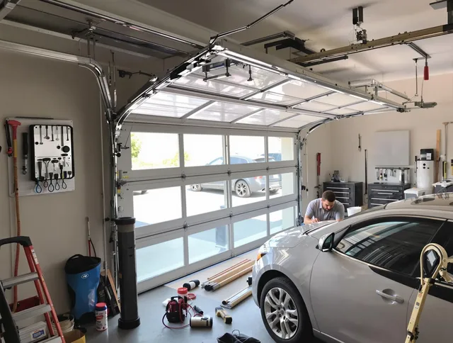 Garage door noise reduction service by Charlotte Garage Door Repair in Charlotte