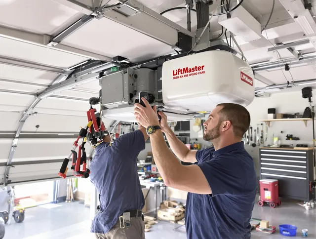 Charlotte Garage Door Repair technician performing advanced diagnostics on garage opener in Charlotte