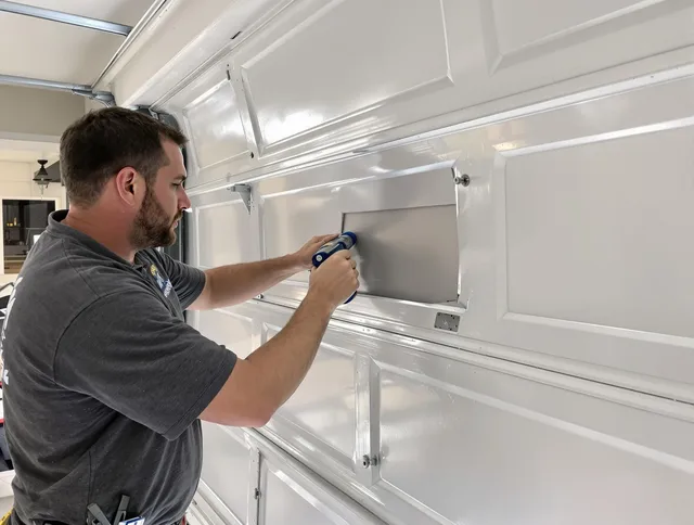 Garage door panel repair by Charlotte Garage Door Repair in Charlotte